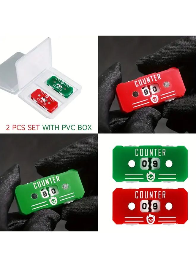 عداد الحياة الأحمر والأخضر المزدوج الوجهين من الأكريليك لطاولة الألعاب 00 99 مع حقيبة تخزين قابلة للحمل لـ DND و MTG - Image 2