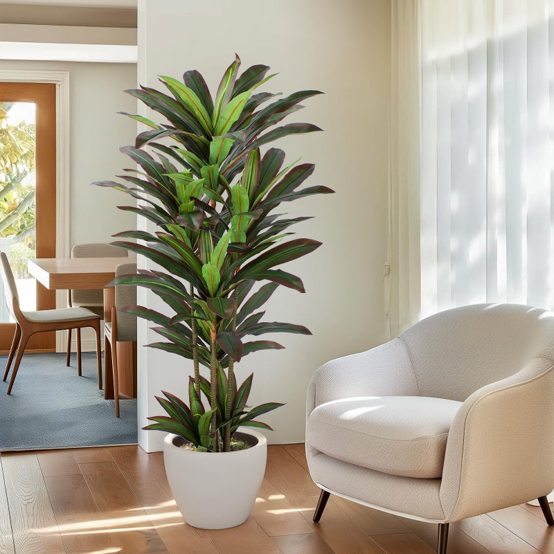 FLOWORLD Dracaena Artificial Plant 5ft Red Yucca Silk Tree Faux Plants Indoor Tall Fake House Floor Plants Realistic Artificial Trees for Home Office Decor Indoor Outdoor Housewarming Gift - Image 5