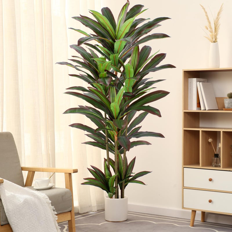 FLOWORLD Dracaena Artificial Plant 5ft Red Yucca Silk Tree Faux Plants Indoor Tall Fake House Floor Plants Realistic Artificial Trees for Home Office Decor Indoor Outdoor Housewarming Gift - Image 1