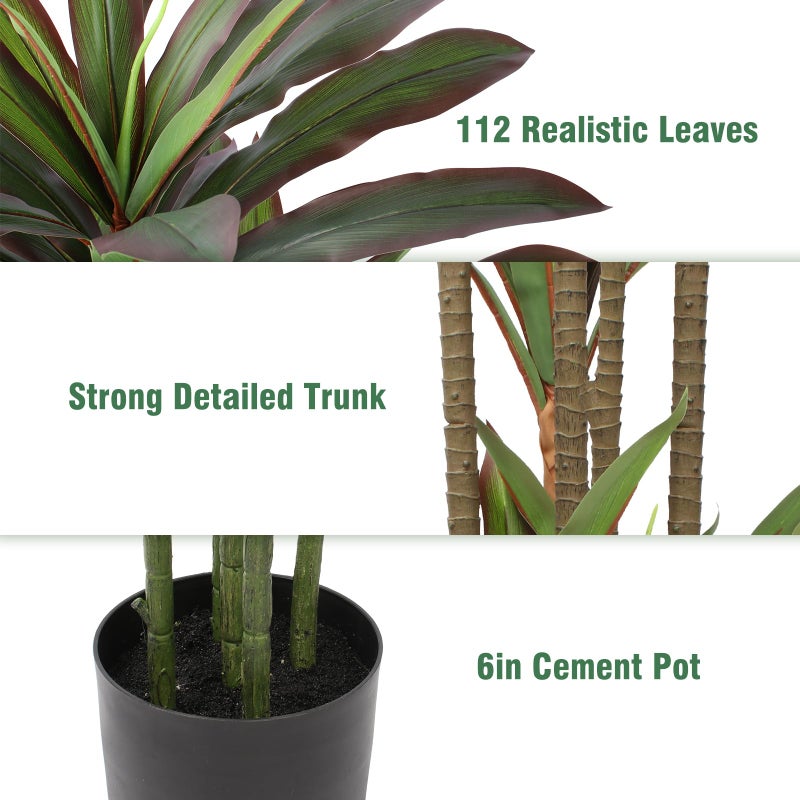 FLOWORLD Dracaena Artificial Plant 5ft Red Yucca Silk Tree Faux Plants Indoor Tall Fake House Floor Plants Realistic Artificial Trees for Home Office Decor Indoor Outdoor Housewarming Gift - Image 4