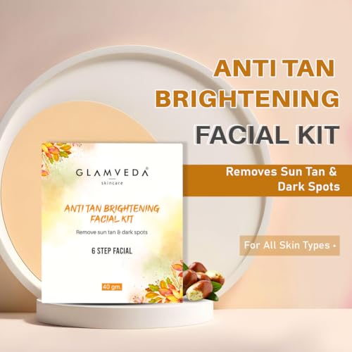 Glamveda Anti Tan Brightening Facial Kit | 6 Steps Facial | Removes Sun Tan & Dark Spots | Detans Skin For Instant Glow | For All Skin Types | 40gm - Image 2