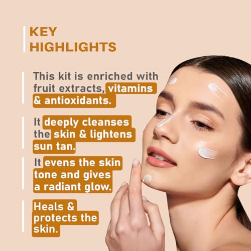 Glamveda Anti Tan Brightening Facial Kit | 6 Steps Facial | Removes Sun Tan & Dark Spots | Detans Skin For Instant Glow | For All Skin Types | 40gm - Image 3