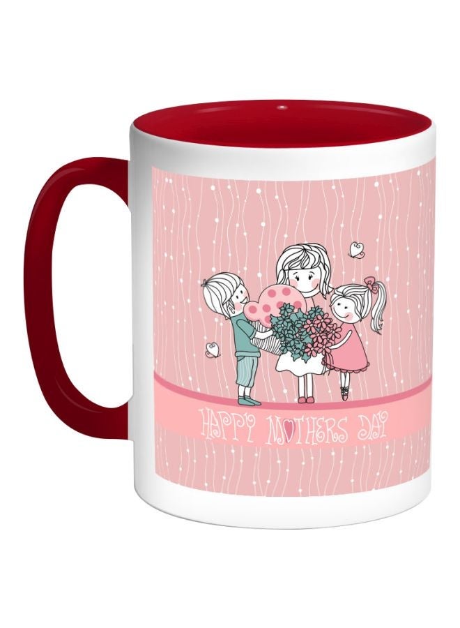 RYN Happy Mother's Day Printed Coffee Mug Pink/White/Red 11ounce