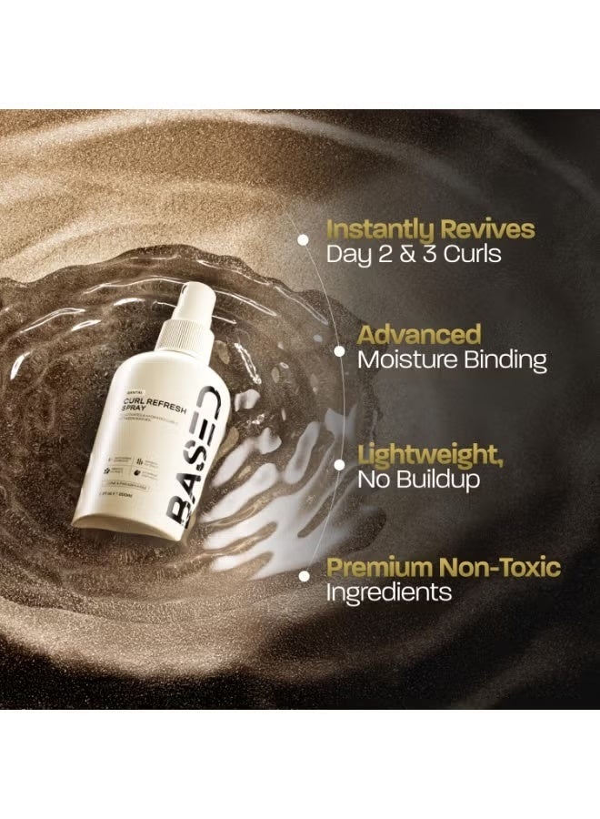 استنادا الي مجموعة العناية بالشعر الكيرلي من بيسد صندل وود، قطعتان: كريم تصفيف + بخاخ مُنعش - ترطيب وتحديد للشعر الكيرلي الطبيعي - Image 2