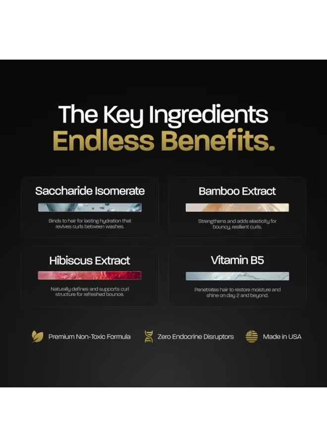 استنادا الي مجموعة العناية بالشعر الكيرلي من بيسد صندل وود، قطعتان: كريم تصفيف + بخاخ مُنعش - ترطيب وتحديد للشعر الكيرلي الطبيعي - Image 3