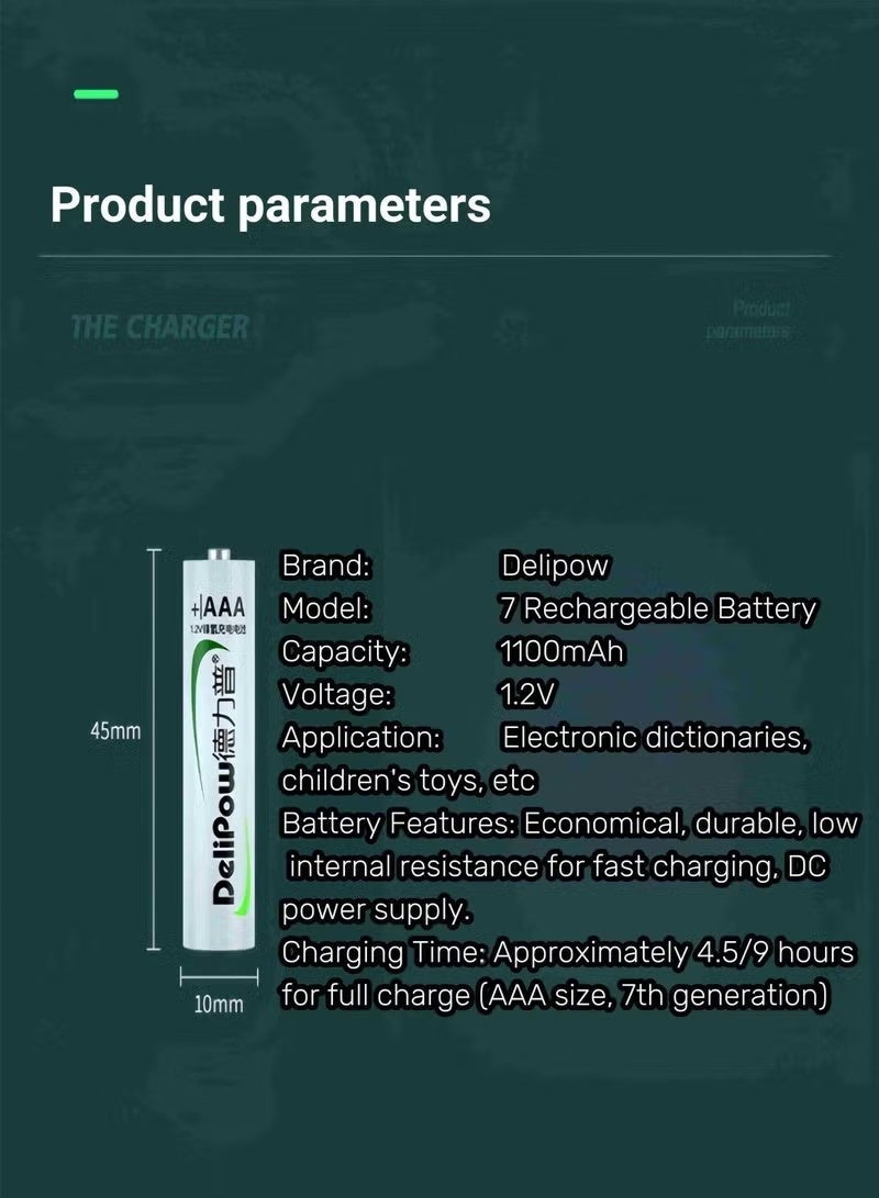DLP AAA Rechargeable Batteries Ni-MH 3300mAh 1200 Cycles (4Pcs) with LCD Smart Battery Charger for Rechargeable AA AAA Batteries - Image 5