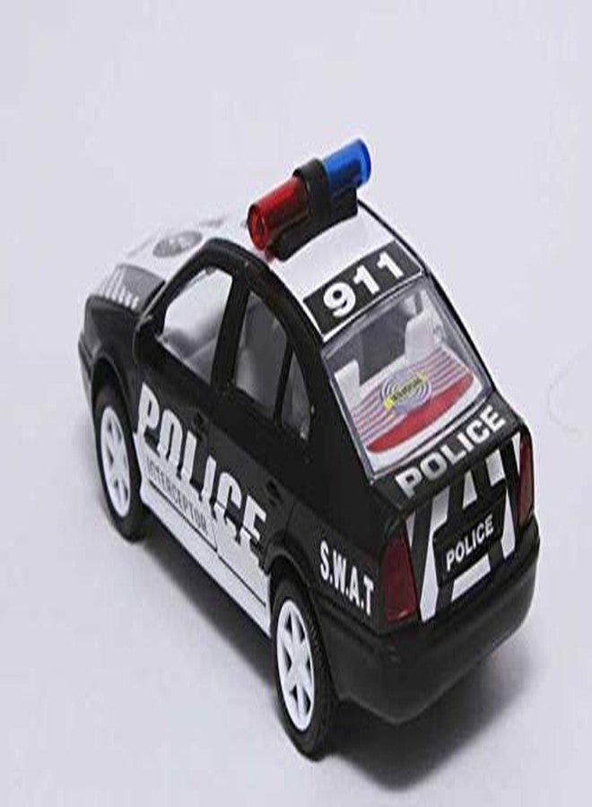 Sheel Police Car Toy Rescue Vehicle With Openable Door For Boys Toddlers And Kids, Pull Back S.W.A.T Emergency Transport Vehicle Car - Black - Image 4