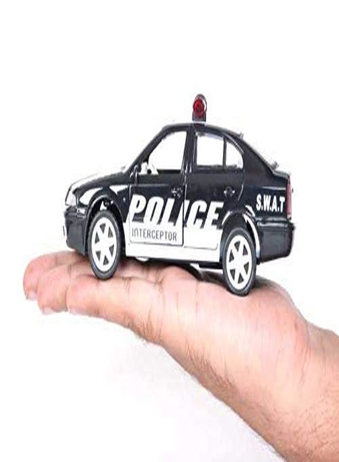 Sheel Police Car Toy Rescue Vehicle With Openable Door For Boys Toddlers And Kids, Pull Back S.W.A.T Emergency Transport Vehicle Car - Black - Image 3