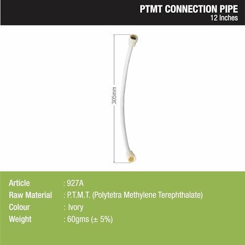 LIPKA 12 Inches Connection Pipe | PTMT Heavy Duty Connection Pipe |White | Hose Pipe Suitable for Countertop Faucets| Pipe For Basins and Sinks, Geysers & Flush Tanks | Bathroom Accessories (Set Of 2) - Image 2
