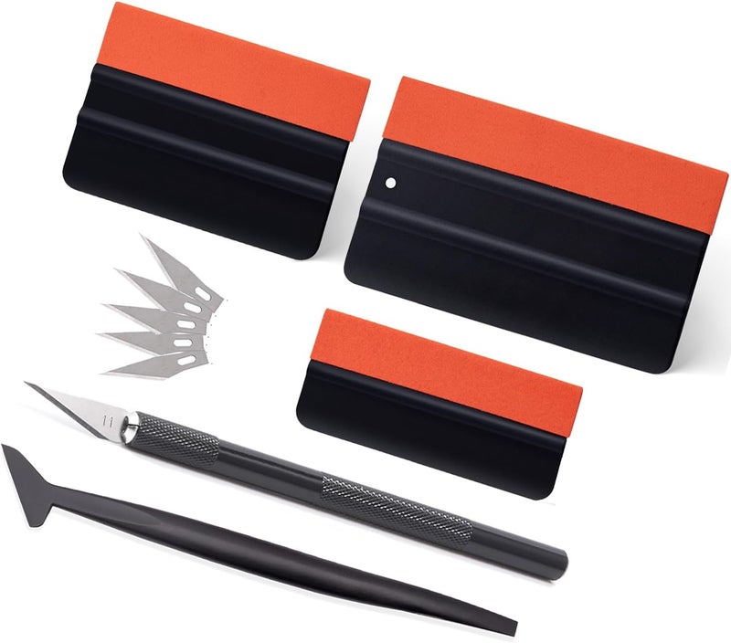 FOSHIO 3 Piece Squeegee Set Felt Squeegee with Scalpel Knife Cutter Knife for Film Squeegee Set Window Squeegee for Car Film Installation Car Film Film Squeegee Special Squeegee for Window Films - Image 1