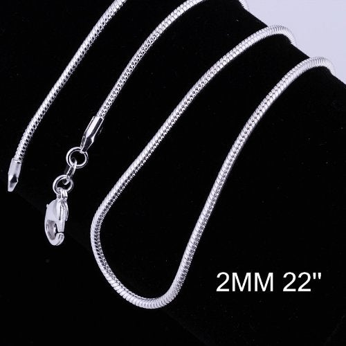 Cutesmile Fashion Jewelry 925 Sterling Silver Italian 1mm/2mm/3mm Snake Chain Crafted Necklace (22Inches, 2MM) - Image 2