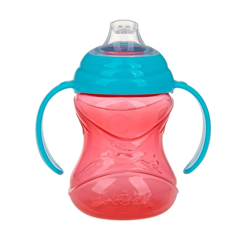 Nuby Clik-It Grip N' Sip Soft Spout No-Spill Training Sippy Cup with Handles - (3-Pack) 10 oz - 4+ Months - Blue/Green/Red - Image 5