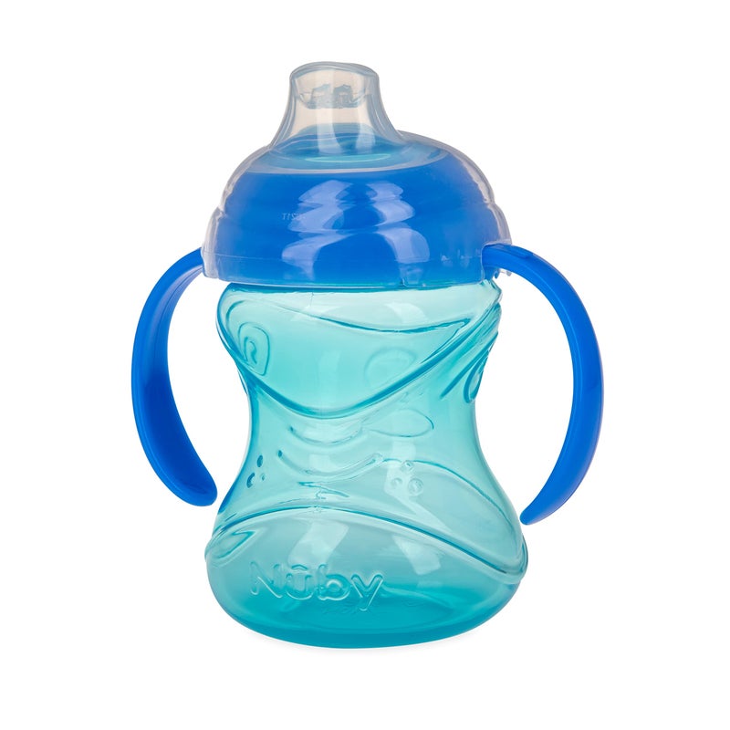 Nuby Clik-It Grip N' Sip Soft Spout No-Spill Training Sippy Cup with Handles - (3-Pack) 10 oz - 4+ Months - Blue/Green/Red - Image 4