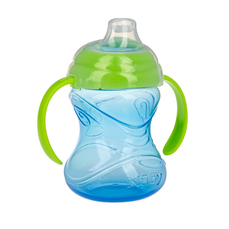 Nuby Clik-It Grip N' Sip Soft Spout No-Spill Training Sippy Cup with Handles - (3-Pack) 10 oz - 4+ Months - Blue/Green/Red - Image 3