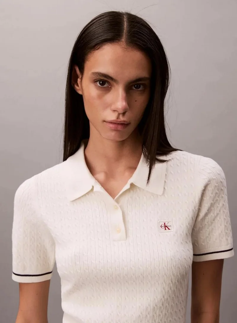 Calvin Klein Tofu Cable Knit Tipped Mini Polo Dress for Women | Best Price UAE