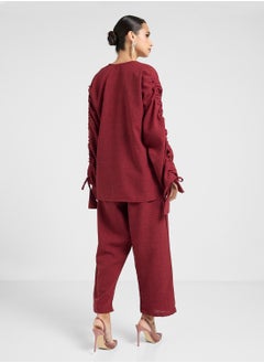 hayas closet Drawstrings Stylish Blouse & Pants Set  - Image 2