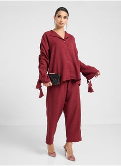 hayas closet Drawstrings Stylish Blouse & Pants Set  - Image 1