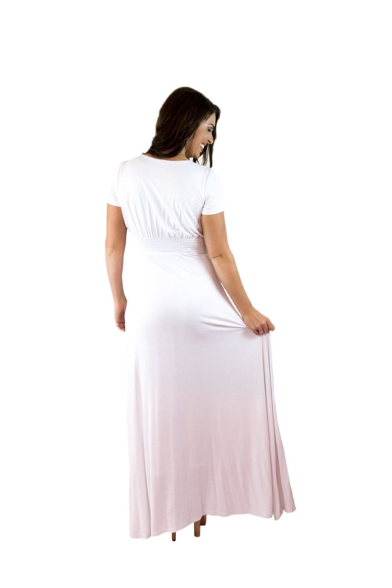 Charm Your Prince Women's Elegant Cap Sleeve Chest Crossover Cocktail Long Maxi Dress White S - Image 3