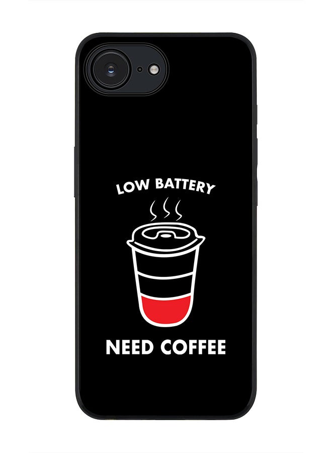 Stylizedd For Apple iPhone 16e Case,Slim fit Camera Protection, Shockproof Thin Phone cover  - Low battery need coffee - Image 1