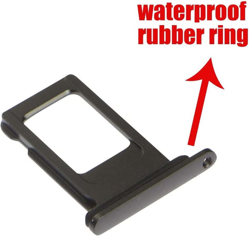 Perzework SIM Card Tray Holder Slot Replacement for iPhone XR (Black) with Waterproof Rubber Ring and Eject Pin (Single Sim Version) - Image 2