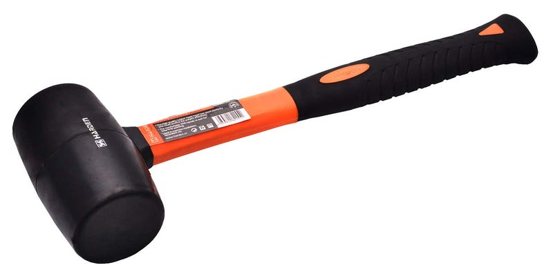 Harden 225 grams Professional Rubber Mallet Hammer With Fiberglass Handle, Black Rubber Head, Comfortable Grip Handle - 590412 - Image 1