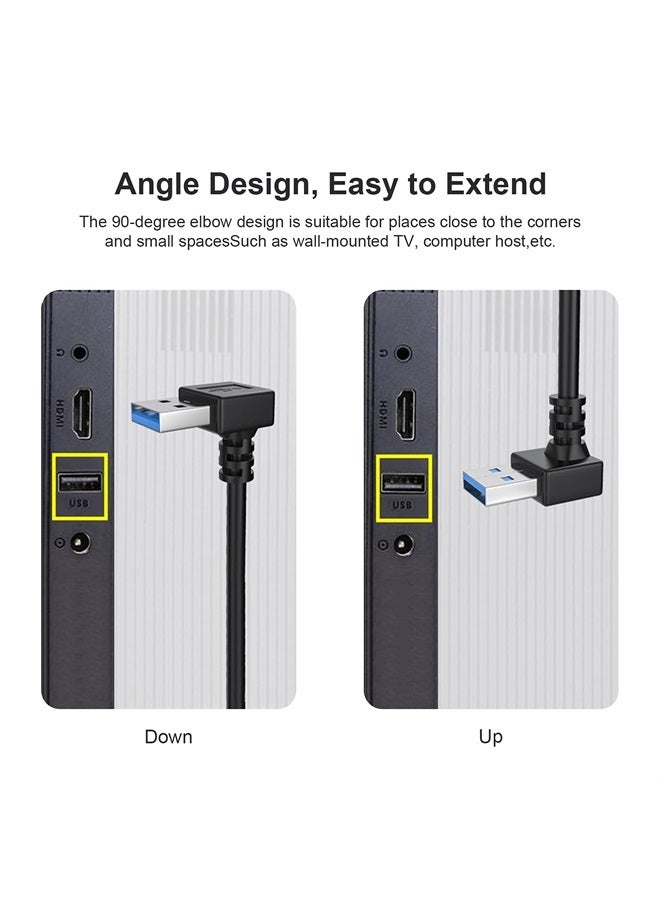 Oxsubor SuperSpeed USB 3.0 Male to Female Extension Data Cable Up and Down Angle 2PCS by Oxsubor(20CM,8IN) - Image 3