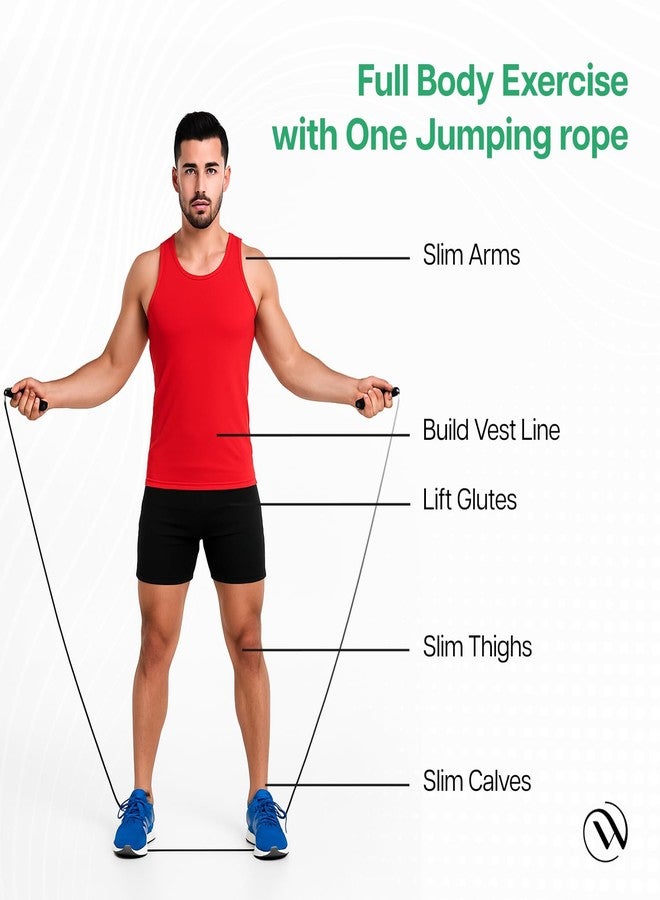 الحكمة والحياة حبل قفز من وايزلايف | حبل فولاذي مطلي بطول 3 أمتار | مقبض من سبائك الألومنيوم ومحامل كروية مانعة للتشابك | حبل قفز قابل للتعديل للتمارين المنزلية وشد الجسم، وتدريبات الكروس فيت، واللياقة البدنية (3 أمتار - أخضر) - Image 5