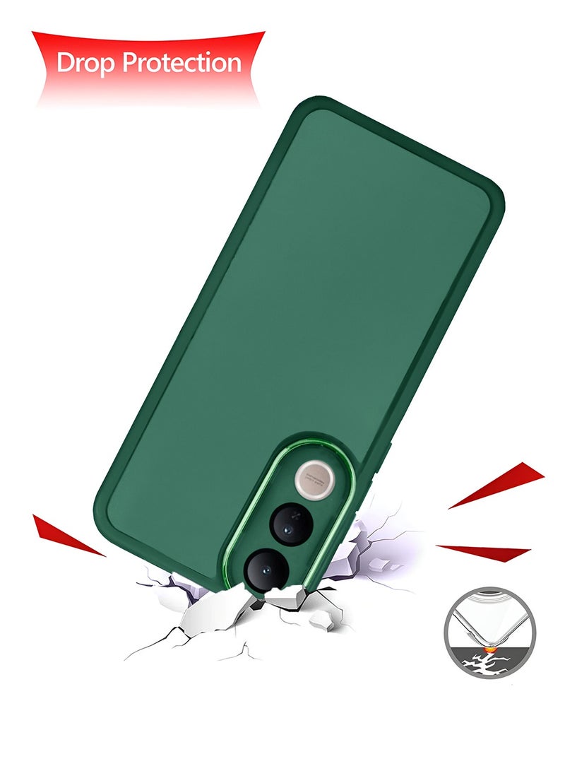 Wtech vivo V50 Lite 5G 2025 Soft Transparent TPU Silicone Ultra Thin Phone Stylish Electroplated Camera Border Back Case Cover - Dark Green - Image 3