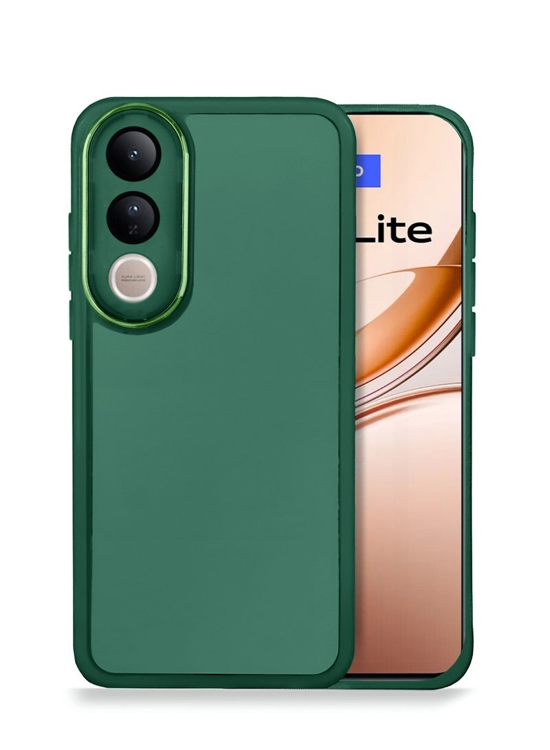 Wtech vivo V50 Lite 5G 2025 Soft Transparent TPU Silicone Ultra Thin Phone Stylish Electroplated Camera Border Back Case Cover - Dark Green - Image 1