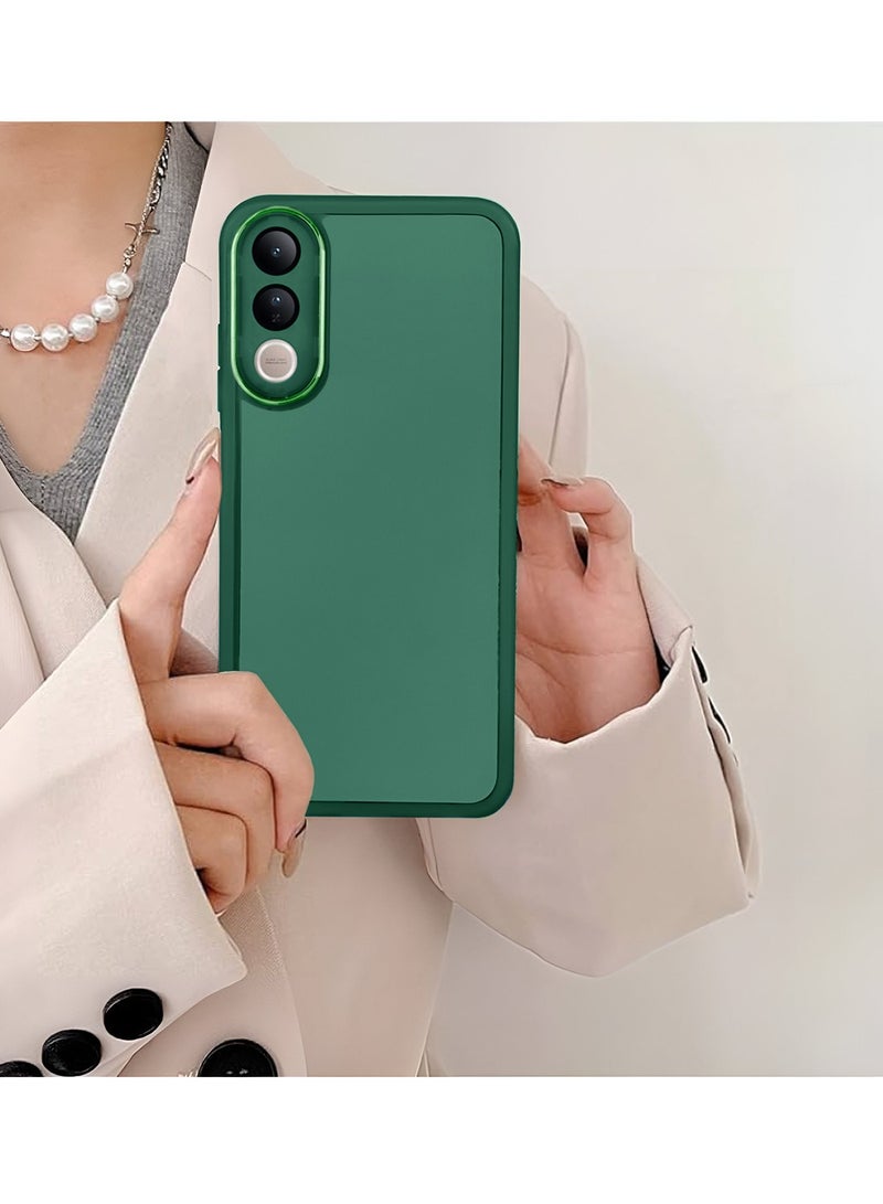 Wtech vivo V50 Lite 5G 2025 Soft Transparent TPU Silicone Ultra Thin Phone Stylish Electroplated Camera Border Back Case Cover - Dark Green - Image 4