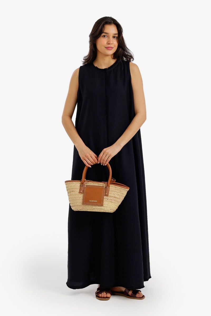 Carina Women's Cotton Round Neck Sleeveless Dress - Orange - Image 3