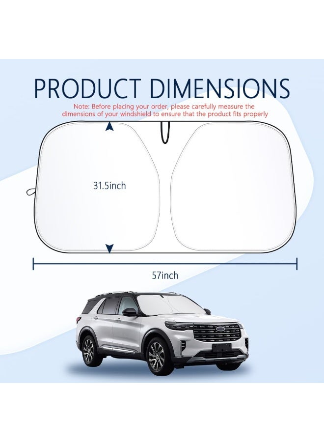 CAFELE Car Windshield Sun Shade Large for SUV Sedan, Foldable Heat Block Sunshade UV Protection Reflective Cover Keep Car Cool with Storage Bag (57.08 x 31.5 Inch) - Image 2