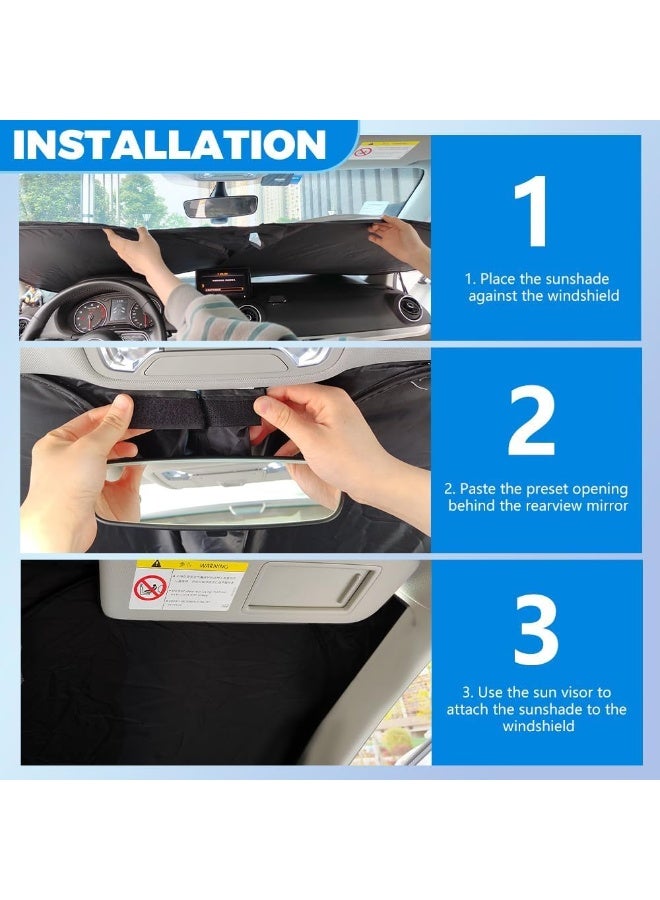 CAFELE Car Windshield Sun Shade Large for SUV Sedan, Foldable Heat Block Sunshade UV Protection Reflective Cover Keep Car Cool with Storage Bag (57.08 x 31.5 Inch) - Image 5