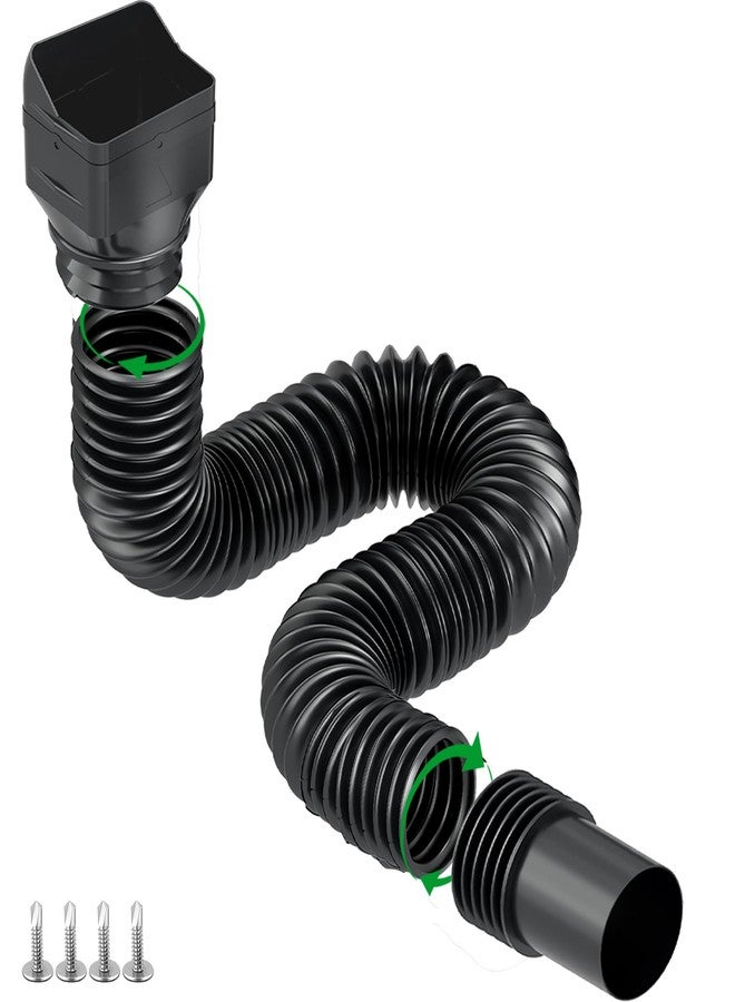 Binazon Rain Gutter Downspout Extensions, Downspout Extender for Rainwater Drainage Flexible, Down Spout Drain Extension Pipe (Black, 1 Pack) - Image 1
