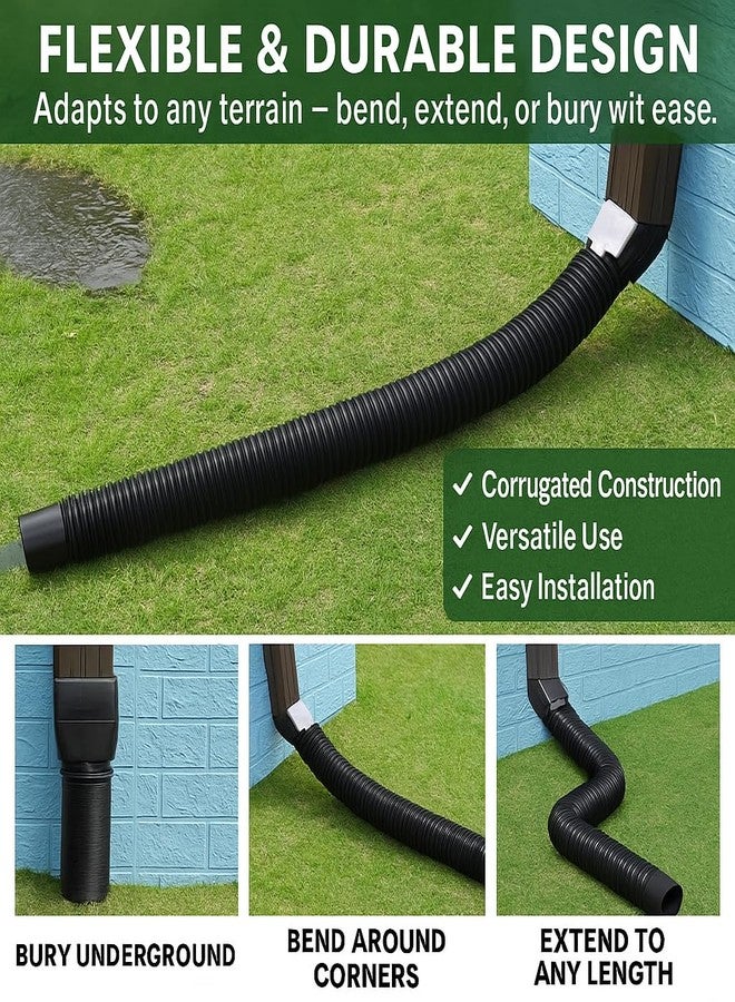 Binazon Rain Gutter Downspout Extensions, Downspout Extender for Rainwater Drainage Flexible, Down Spout Drain Extension Pipe (Black, 1 Pack) - Image 4