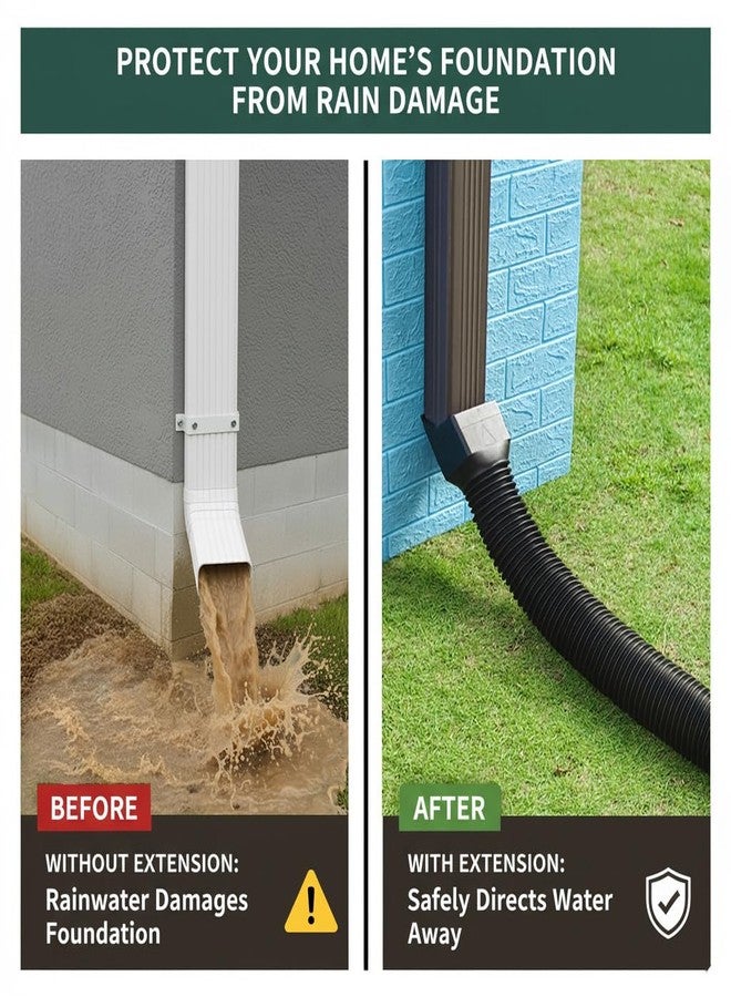 Binazon Rain Gutter Downspout Extensions, Downspout Extender for Rainwater Drainage Flexible, Down Spout Drain Extension Pipe (Black, 1 Pack) - Image 5