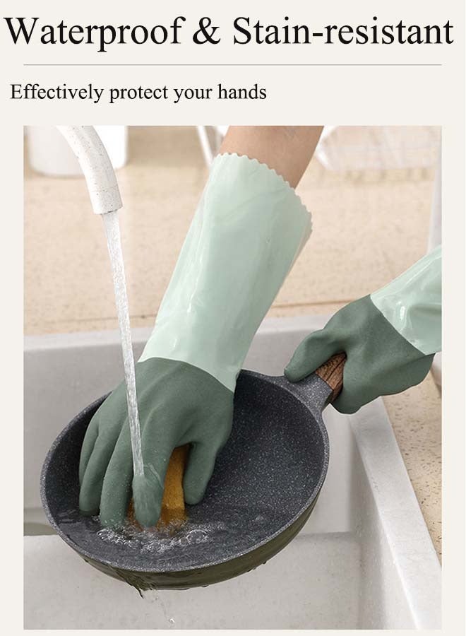 YIM-VIBEHAUS Household Cleaning Gloves, 1 Pair Reusable Kitchen Dishwashing Gloves with Cotton lining, Household Gloves Protection Hand, Waterproof, Non-Slip  - Image 3