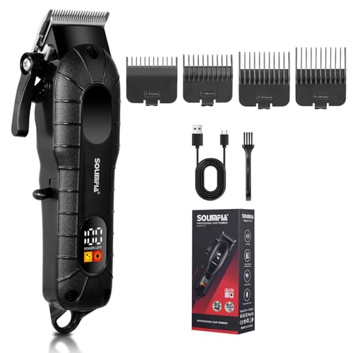 SOLIMPIA HT-671 Salon Series Professional Digital Display Cordless Hair Clipper Electric Hair Cutter Kit Wireless Hair Grooming Trimmers Set, Li-ion Battery 1200mAh 180 minutes Runtime, BLACK C - Image 1