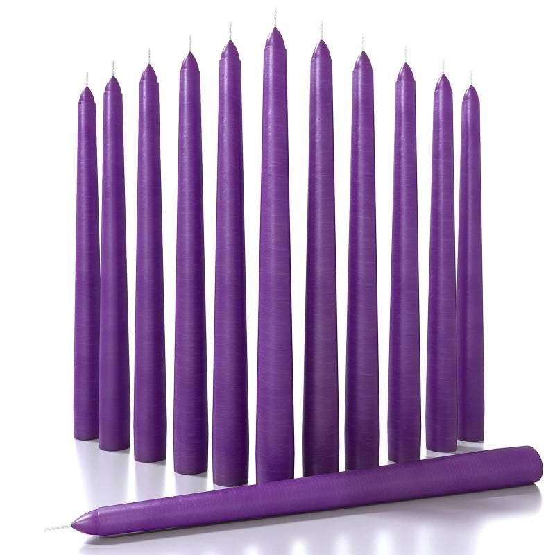 CANDWAX شموع كاندواكس 10 بوصة - مجموعة من 12 - بدون تسرب، غير معطرة - مثالية للعشاء والمنزل - بنفسجي - Image 1