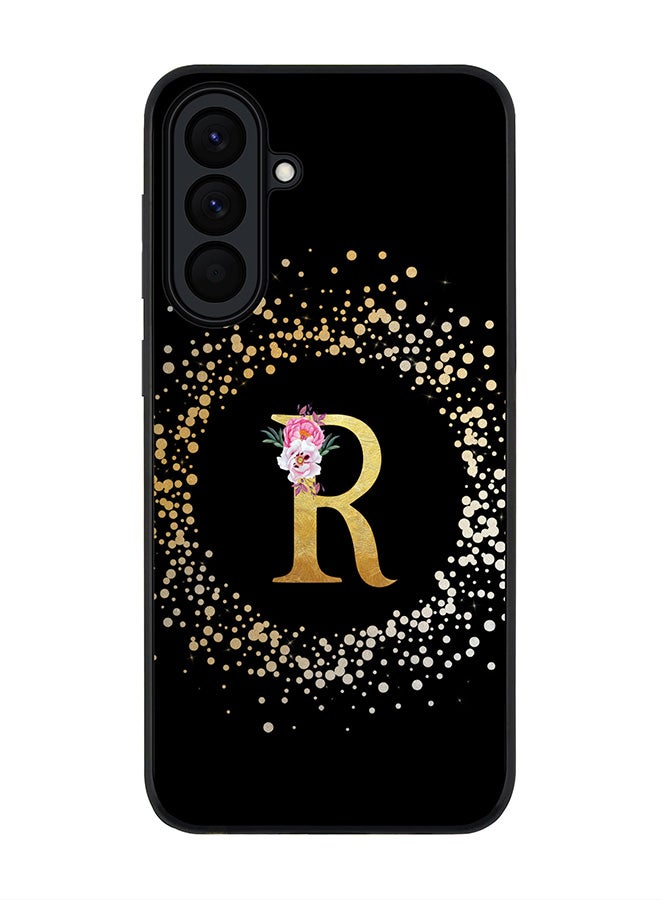 Stylizedd For Samsung Galaxy A57 Case,Slim fit Camera Protection, Shockproof Thin Phone cover  - Custom Monogram Floral - R ( Black ) - Image 1