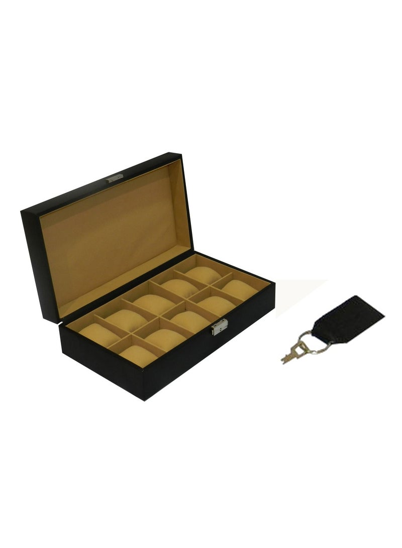 LAVERI LEATHER صندوق ساعات لافيري للرجال والنساء (10 فتحات) ، صندوق عرض ساعات من جلد PU الفاخر مع وسادة قابلة للإزالة - Image 3