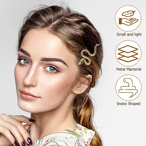Leorx 4pcs Snake Hair Clip Vintage Decorative Metal Hair Pins for Women and Girls (Golden, Ancient Gold) - Image 4