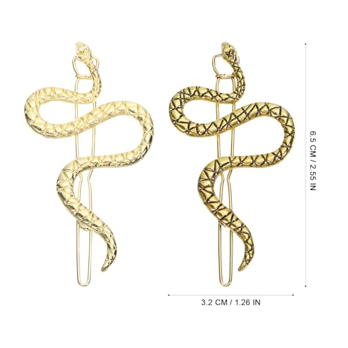 Leorx 4pcs Snake Hair Clip Vintage Decorative Metal Hair Pins for Women and Girls (Golden, Ancient Gold) - Image 2