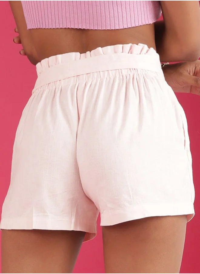 Freehand Women Regular Fit Casual Solid Pleated Shorts