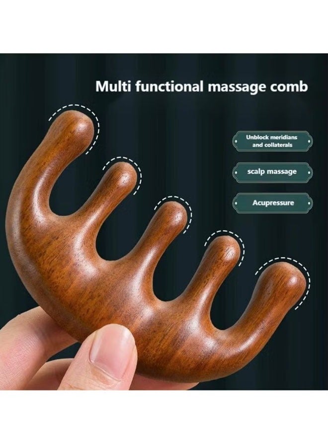 BOUND MOAT Head Scalp Comb Wooden Massage Comb Sandalwood Scalp Stimulator Comb Wooden Wide Tooth Comb for Women Hair Growth Hair Care Head Massage Tool - Image 2