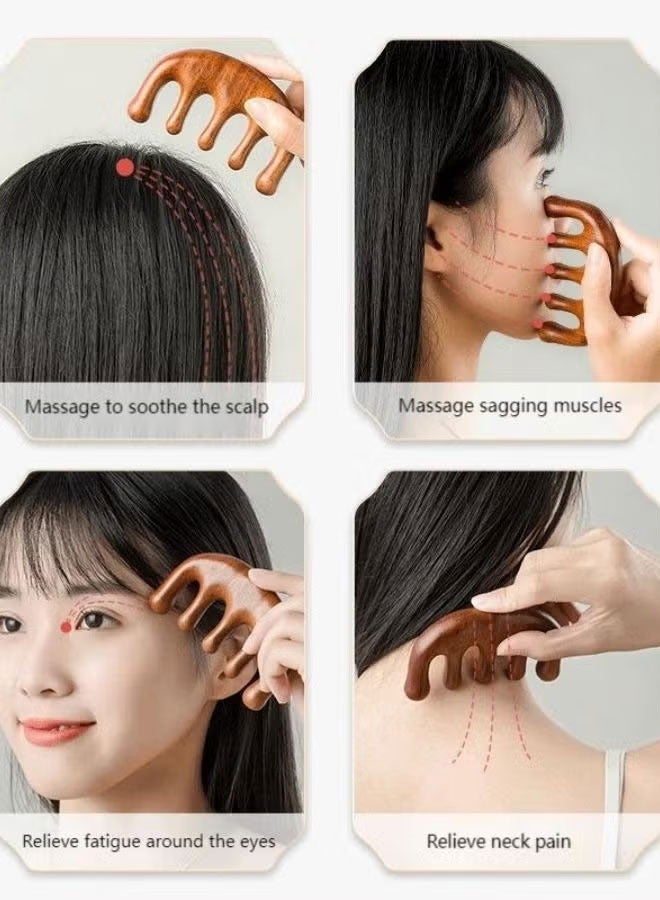 BOUND MOAT Head Scalp Comb Wooden Massage Comb Sandalwood Scalp Stimulator Comb Wooden Wide Tooth Comb for Women Hair Growth Hair Care Head Massage Tool - Image 3