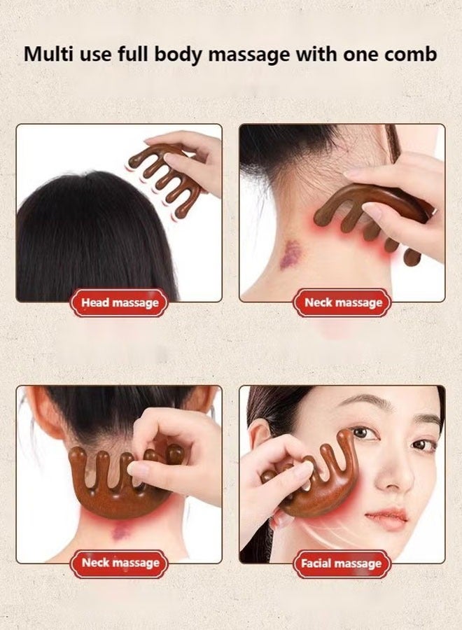 BOUND MOAT Head Scalp Comb Wooden Massage Comb Sandalwood Scalp Stimulator Comb Wooden Wide Tooth Comb for Women Hair Growth Hair Care Head Massage Tool - Image 4