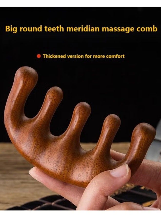 BOUND MOAT Head Scalp Comb Wooden Massage Comb Sandalwood Scalp Stimulator Comb Wooden Wide Tooth Comb for Women Hair Growth Hair Care Head Massage Tool - Image 5