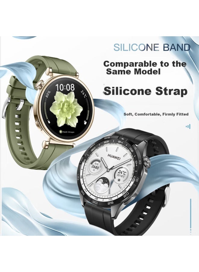 Watchbond Compatible With Huawei Watch Gt5/gt4 Strap, 41mm Women's Liquid Silicone Band, Smart Sports Watch For Watch Gt4/gt5, Women's Summer 18mm Ice Crystal Blue Strap - Image 2