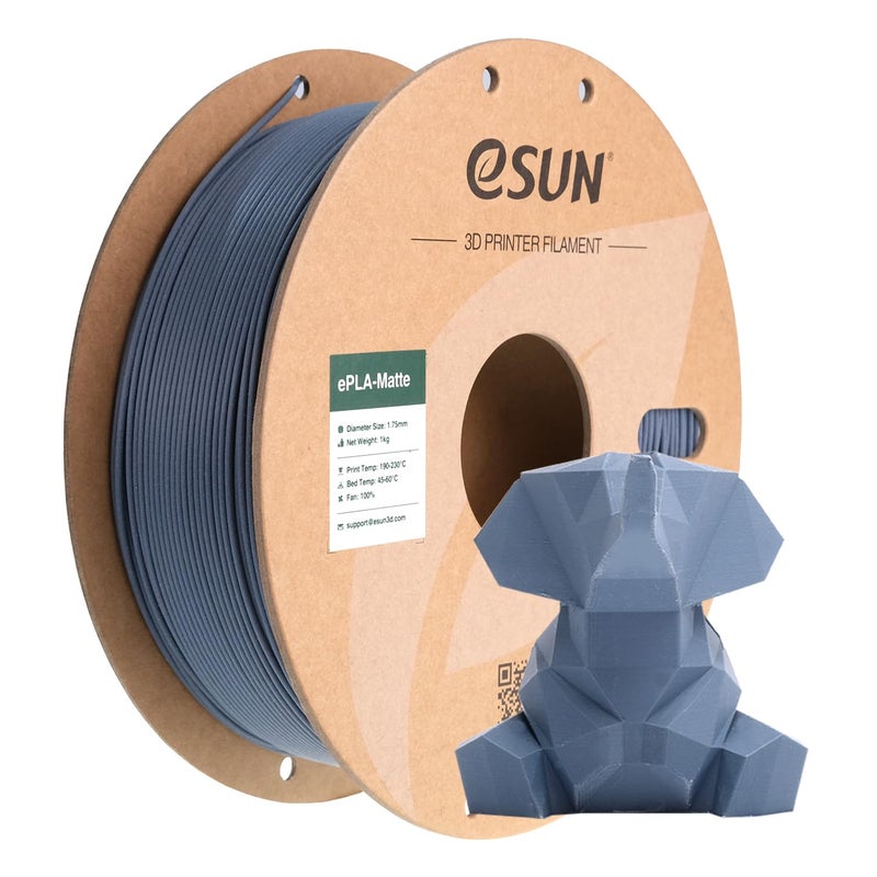 eSUN Upgraded Matte PLA Filament 1.75mm, Shine-Free Color, Frosted Texture, 1KG Spool (2.2 LBS) 3D Printing Filament for 3D Printers, Deep Grey - Image 1